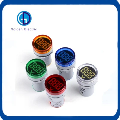 22 ミリメートルラウンドデジタル電圧計ミニ LED インジケータライトランプ赤、緑、黄、青、白の色電圧計パイロットランプ